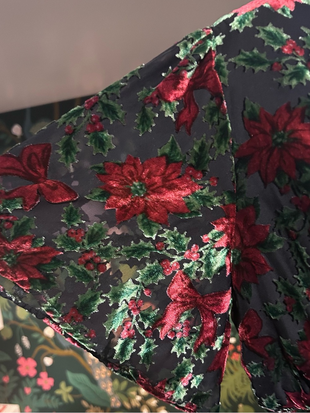 ModCloth Black Midi Dress with Red Floral Pattern - Picture 5 of 12
